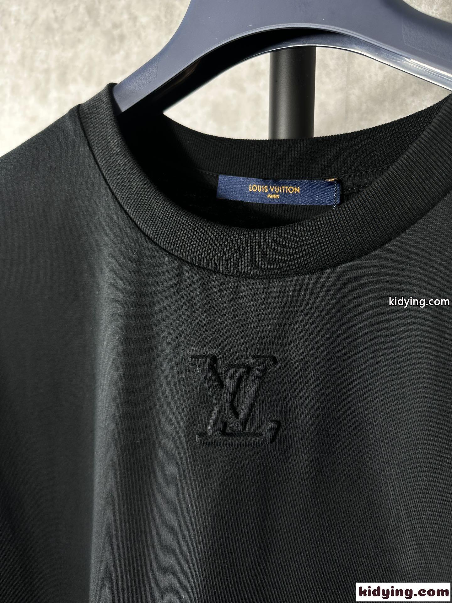 ルイ・ヴィトン Tシャツ コピー シンプル ユニセックス クルーネック コットン 半袖Tシャツ-2