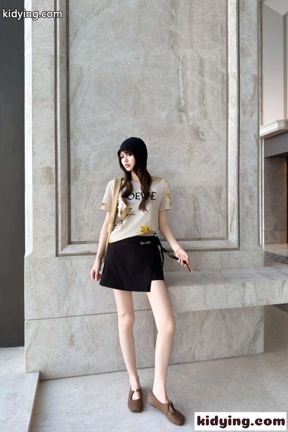 トウモロコシ コットン クルーネック 半袖Tシャツ ロエベ Tシャツ 偽物-4