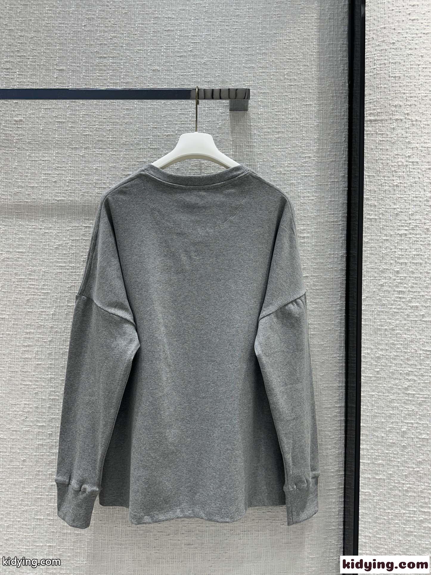 シンプル コットン ロングスリーブ Tシャツ ロエベ Tシャツ コピー グレー-4
