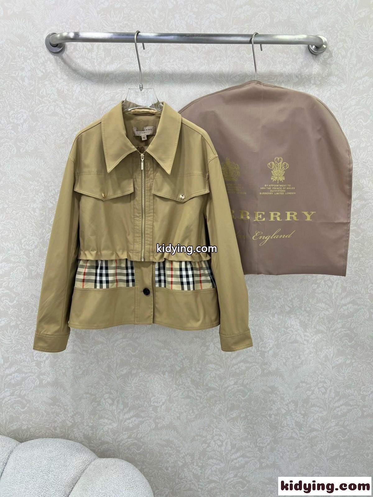 洗練された カジュアル チェックパネル ブルゾン バーバリー ジャケット コピー カーキ-0