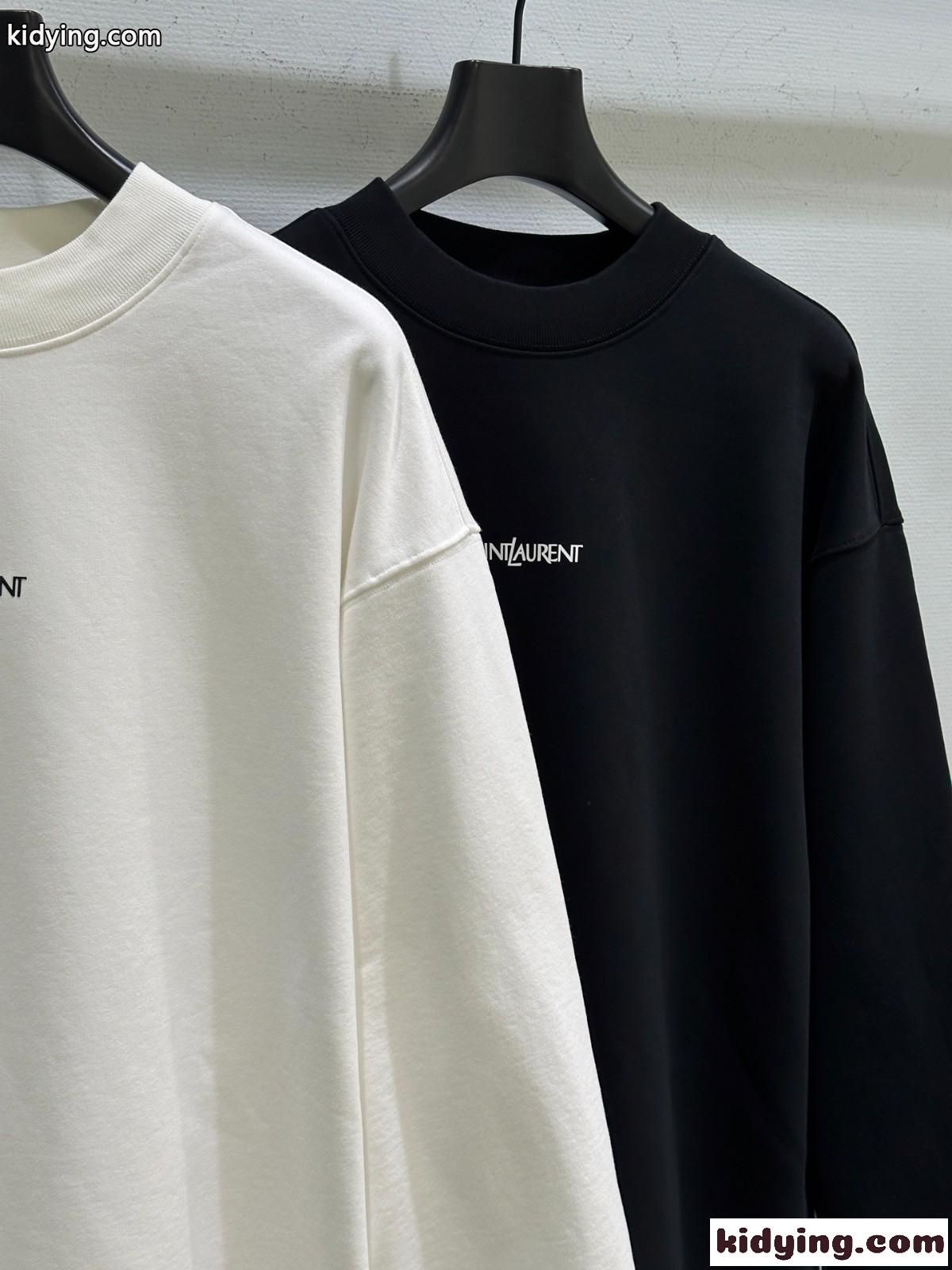 カジュアル 定番 ロゴ入り クルーネック スウェットシャツ イヴ・サンローラン Tシャツ 偽物-2