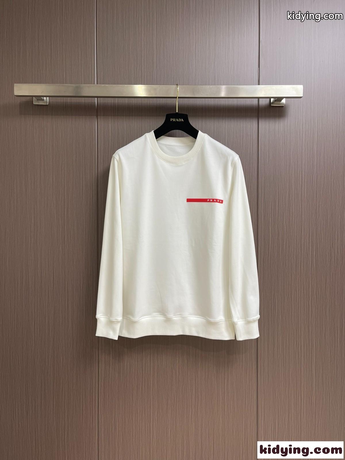 プラダ Tシャツ コピー クルーネック スウェットシャツ ホワイト-0
