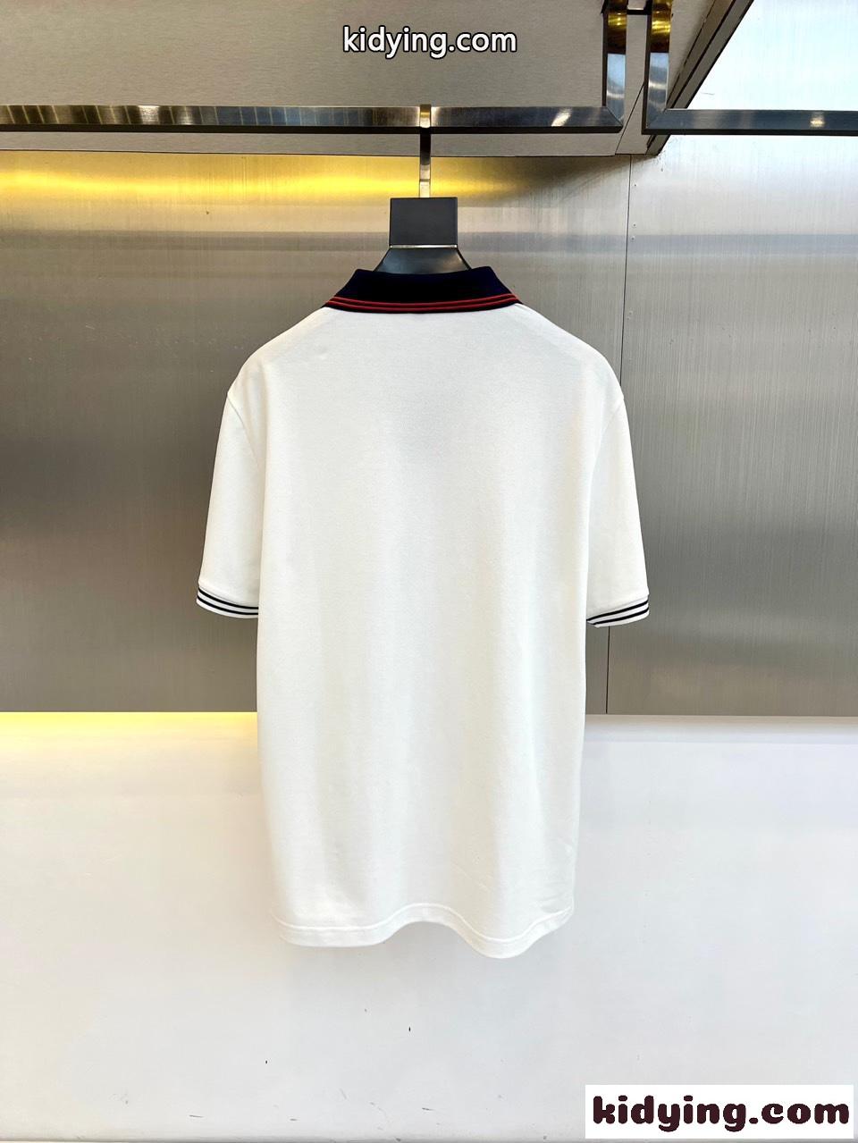 カジュアル 上品 ピマコットン 半袖 ポロシャツ グッチ Tシャツ 偽物 ホワイト-3