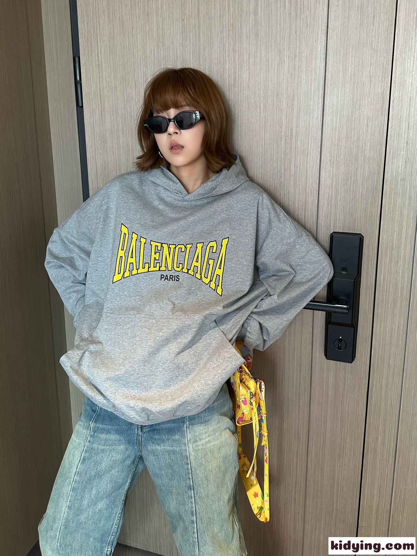 ユニセックス ロゴプリント オーバーサイズ フーディー バレンシアガ パーカー コピー-4