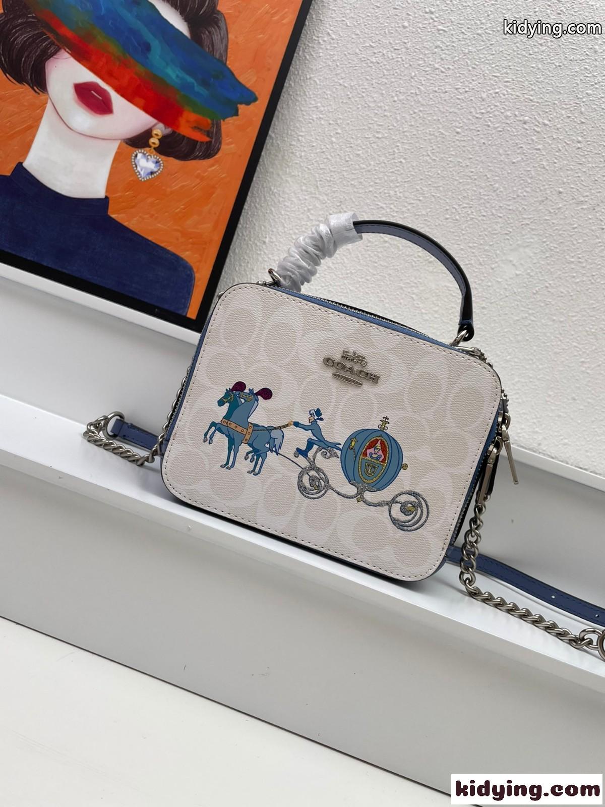 DISNEY X COACH コーチ バッグ コピー レディース ダブルジップ ボックスショルダーバッグ-1