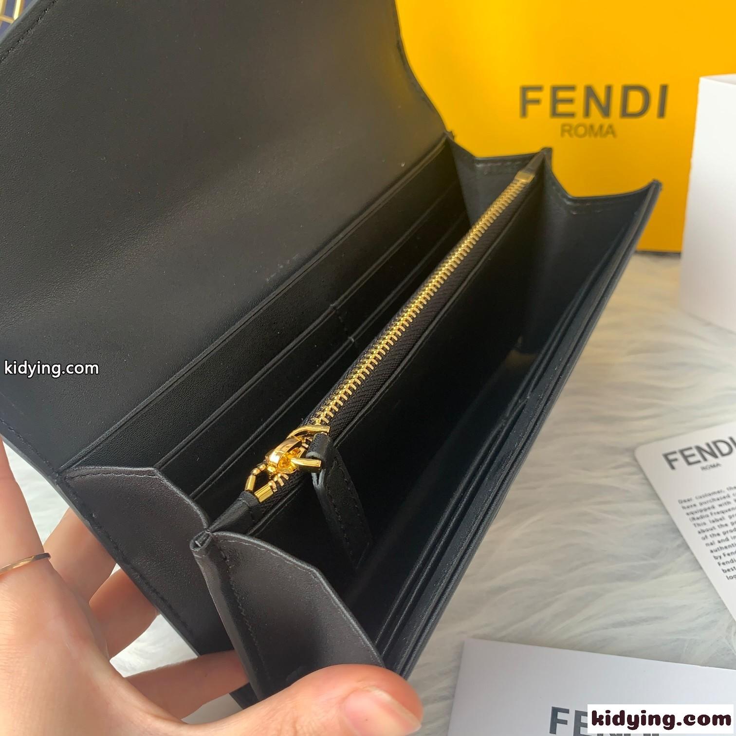 クラシック ロゴ 長財布 コンパクト フェンディ 財布 人気 コピー カード入れ 小銭入れ レディース メンズ-3