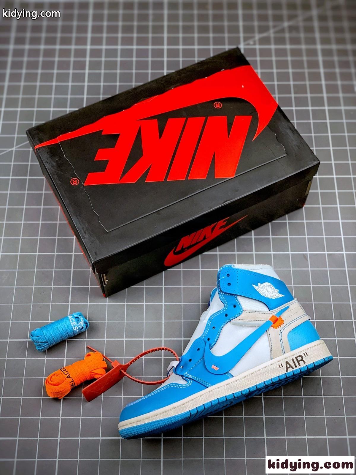 OFF-WHITE X AJ1 ハイカット ブルー おしゃれ 人気 高品質 オフホワイト スニーカー コピー メンズ カジュアル-2