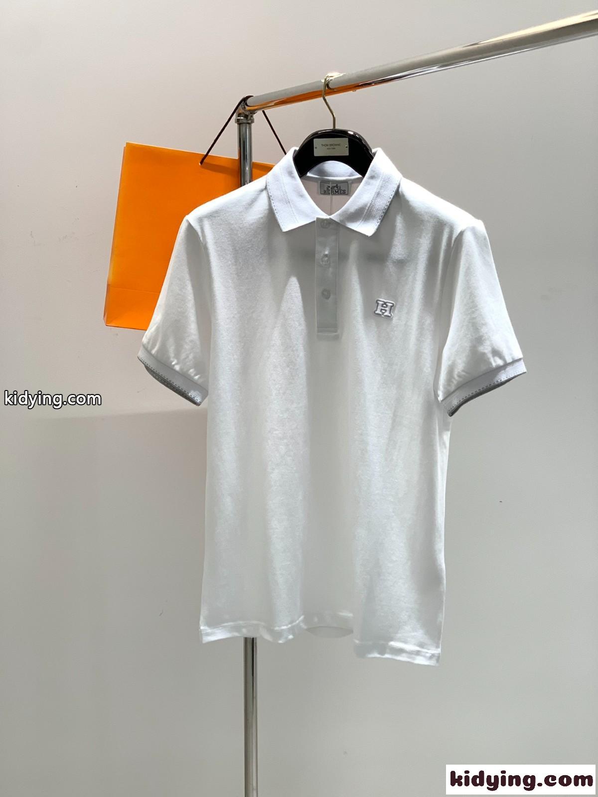 シンプル 合わせやすい メンズ ポロシャツ エルメス Tシャツ コピー ホワイト-0