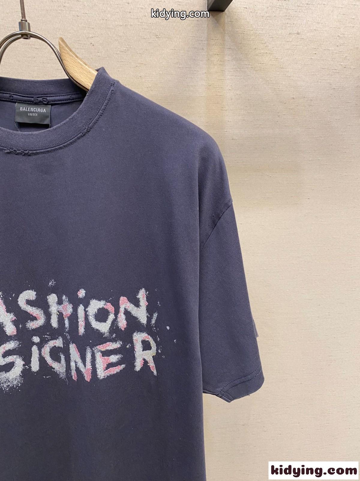 ユニセックス カジュアル プリント バレンシアガ Tシャツ コピー 半袖Tシャツ-2