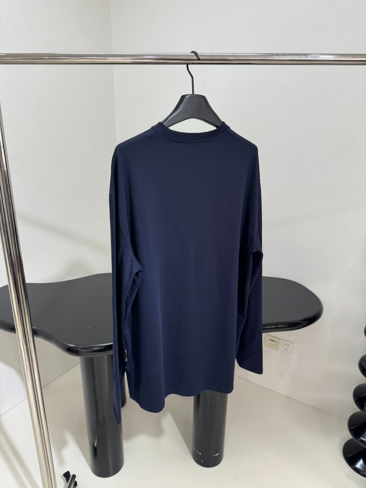 シンプル カジュアル 長袖Tシャツ プラダ Tシャツ コピー ユニセックス ネイビー-0