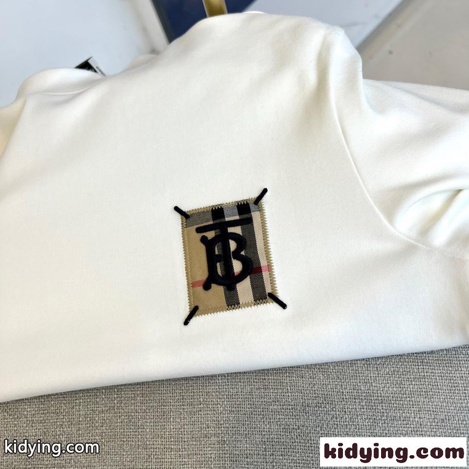 シンプル おしゃれ 長袖Tシャツ バーバリー Tシャツ 偽物 コットン ホワイト-2