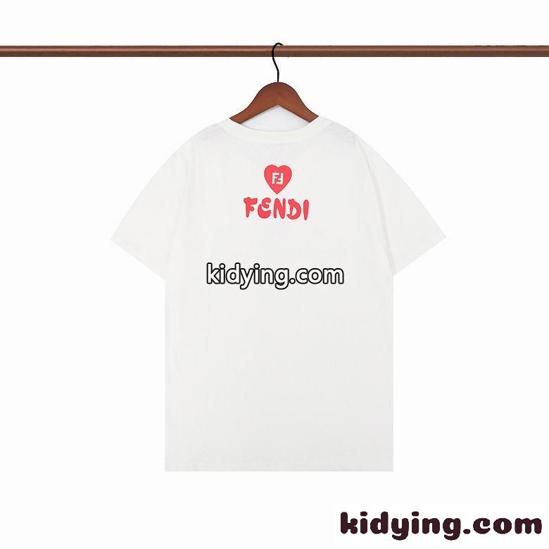 ユニセックス 定番 ロゴ プリント クルーネック フェンディ Tシャツ コピー 半袖 トップス 可愛い おしゃれ-4