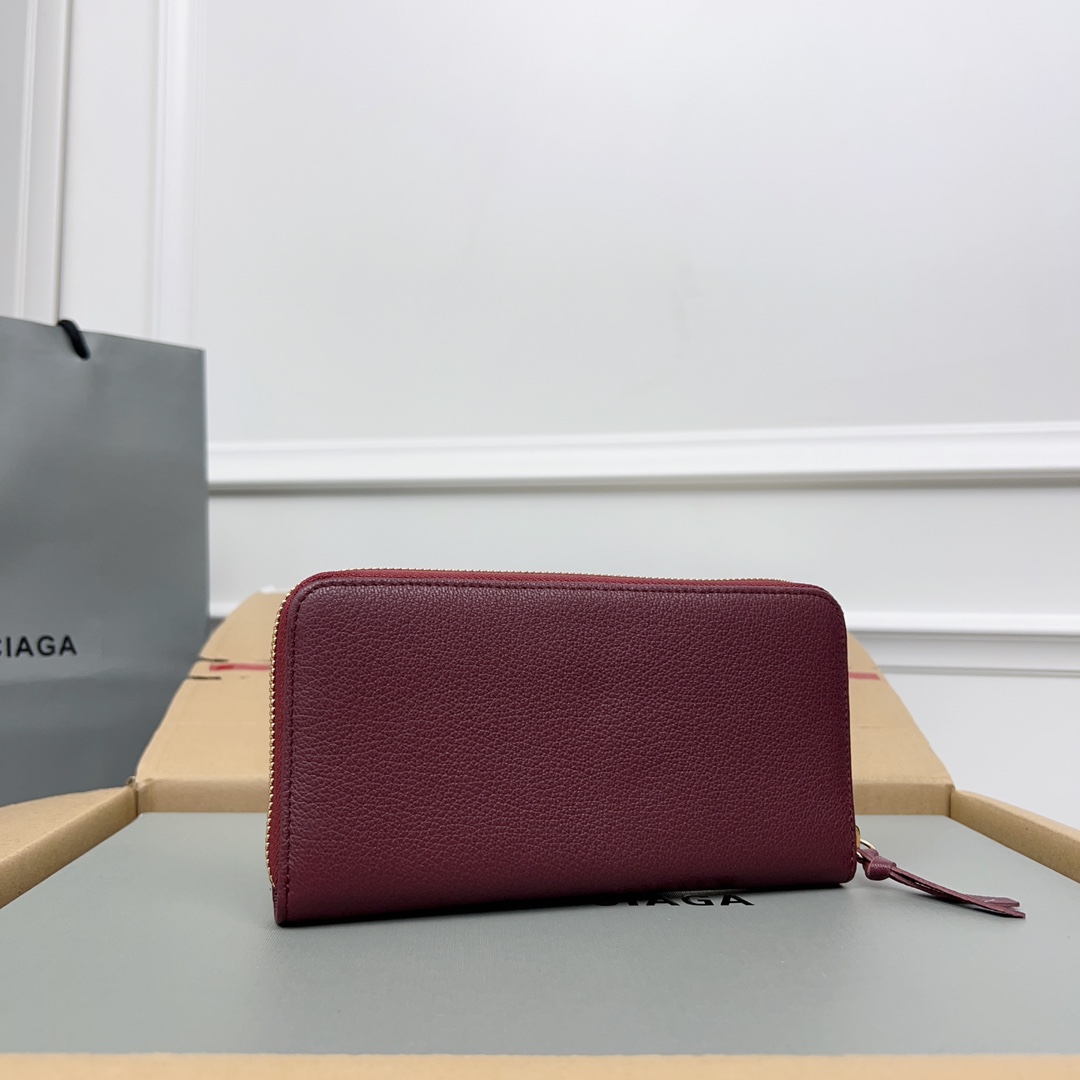 定番 ラウンドファスナー 長財布 バレンシアガ 財布 コピー ワイン-0