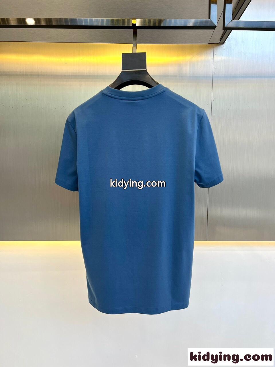 定番 合わせやすい クルーネック エルメネジルド・ゼニア Tシャツ コピー 半袖Tシャツ ブルー-4