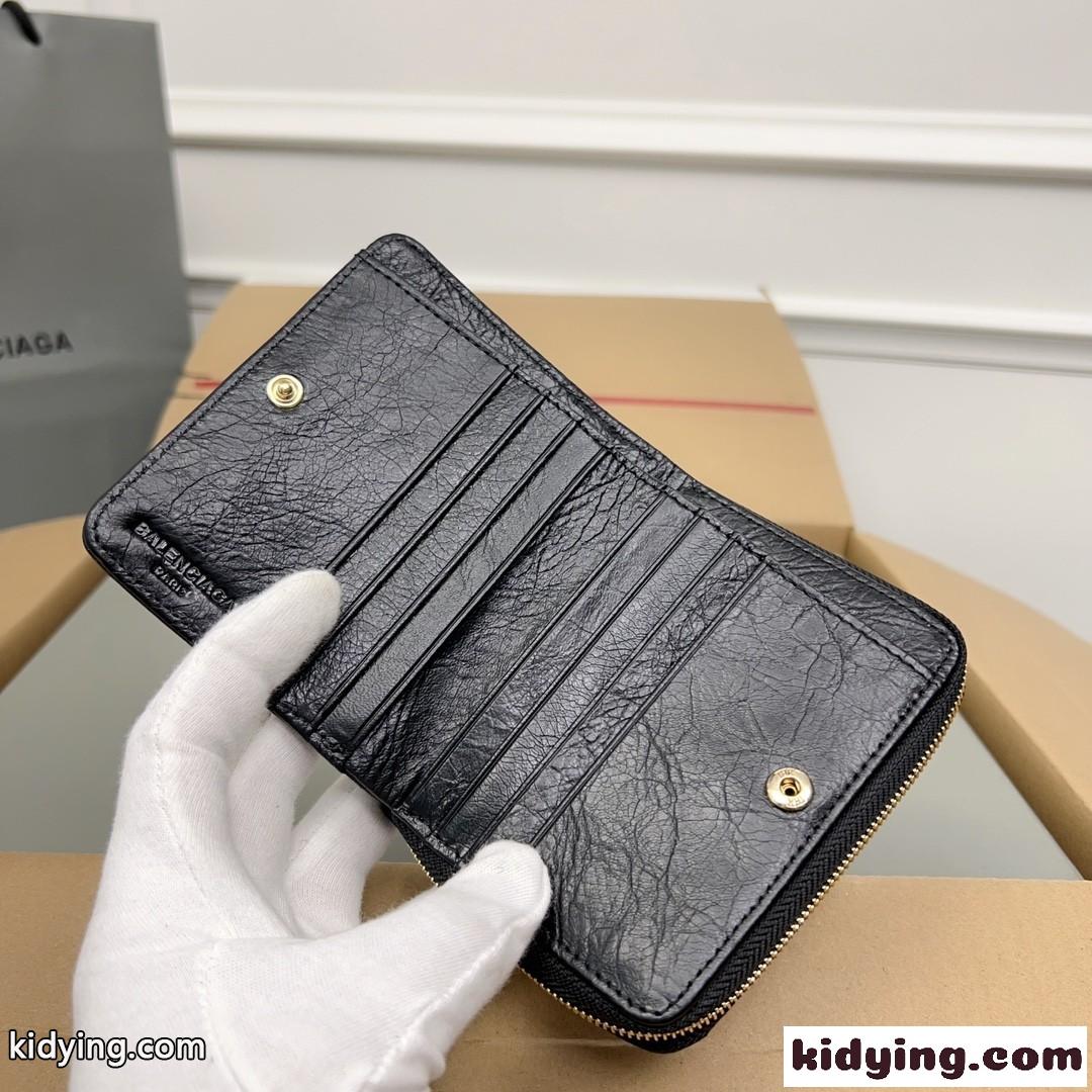 上品 高級感 コンパクトウォレット バレンシアガ 財布 コピー 二つ折り財布 ブラック-3