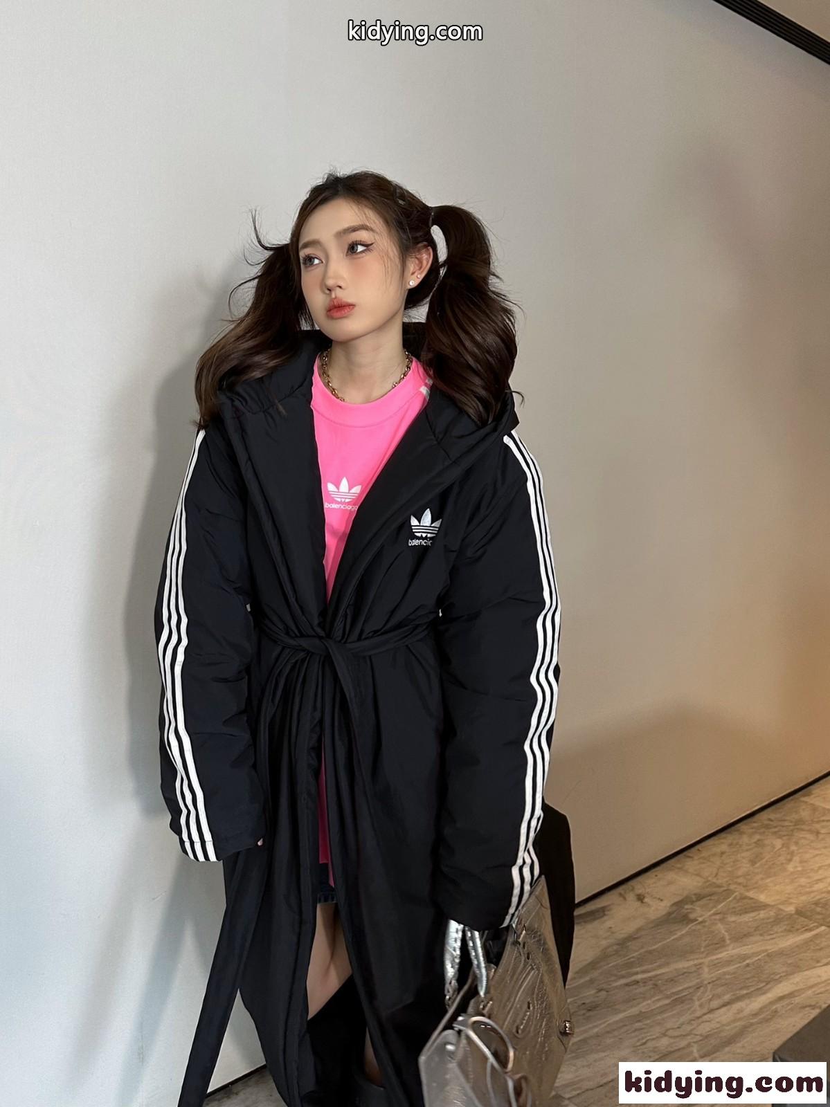BALENCIAGA x ADIDAS 中綿入り フード付き ロング バレンシアガ ダウンジャケット コピー ブラック-4