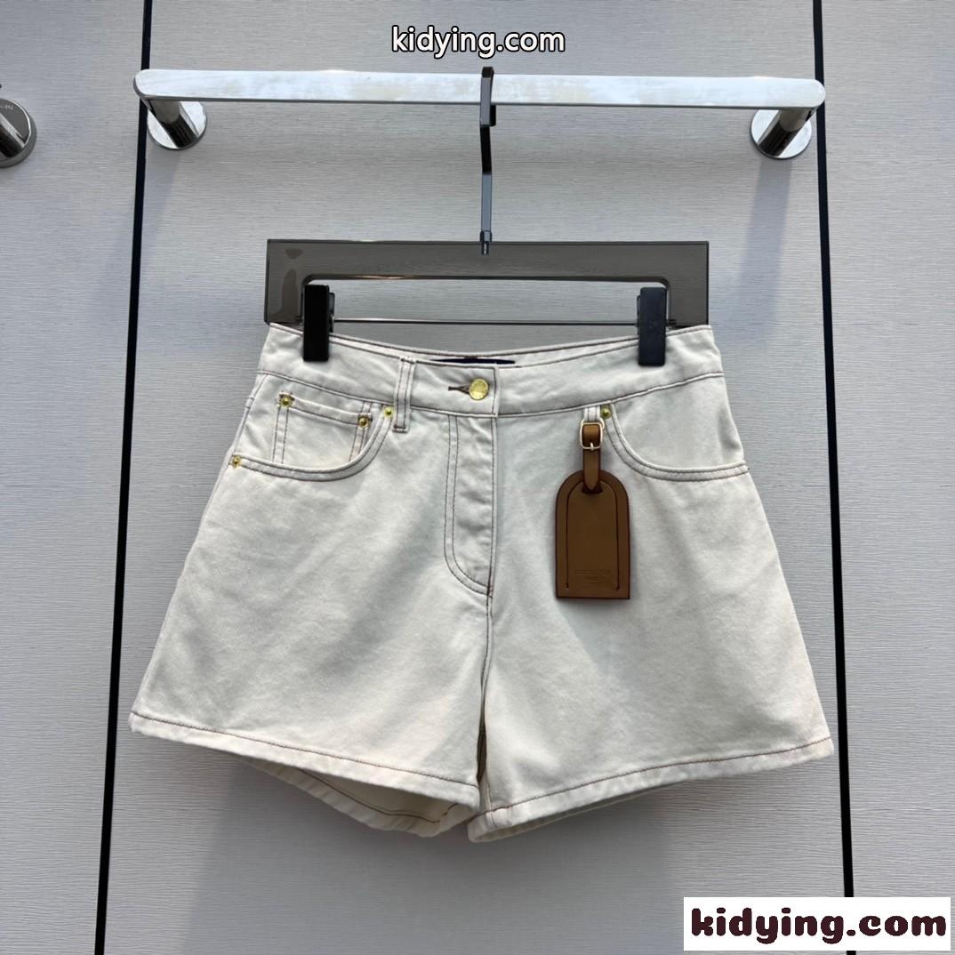 ブリーチドデニムショーツ ルイヴィトン パンツ コピー レディース ショートパンツ-1