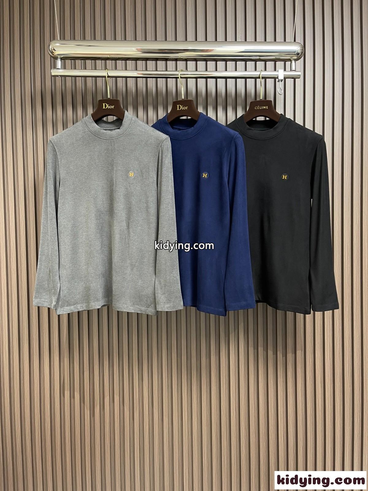 シンプル カジュアル ワンポイントロゴ エルメス Tシャツ コピー 長袖Tシャツ-0