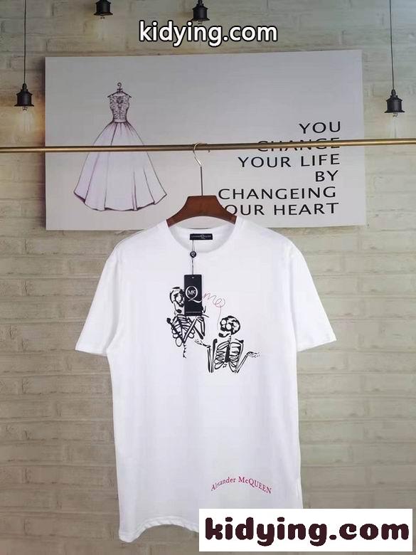 シンプル 個性的 プリント 快適 ゆったり クルーネック アレキサンダー・マックイーン 半袖Tシャツ コピー カジュアル おしゃれ-3