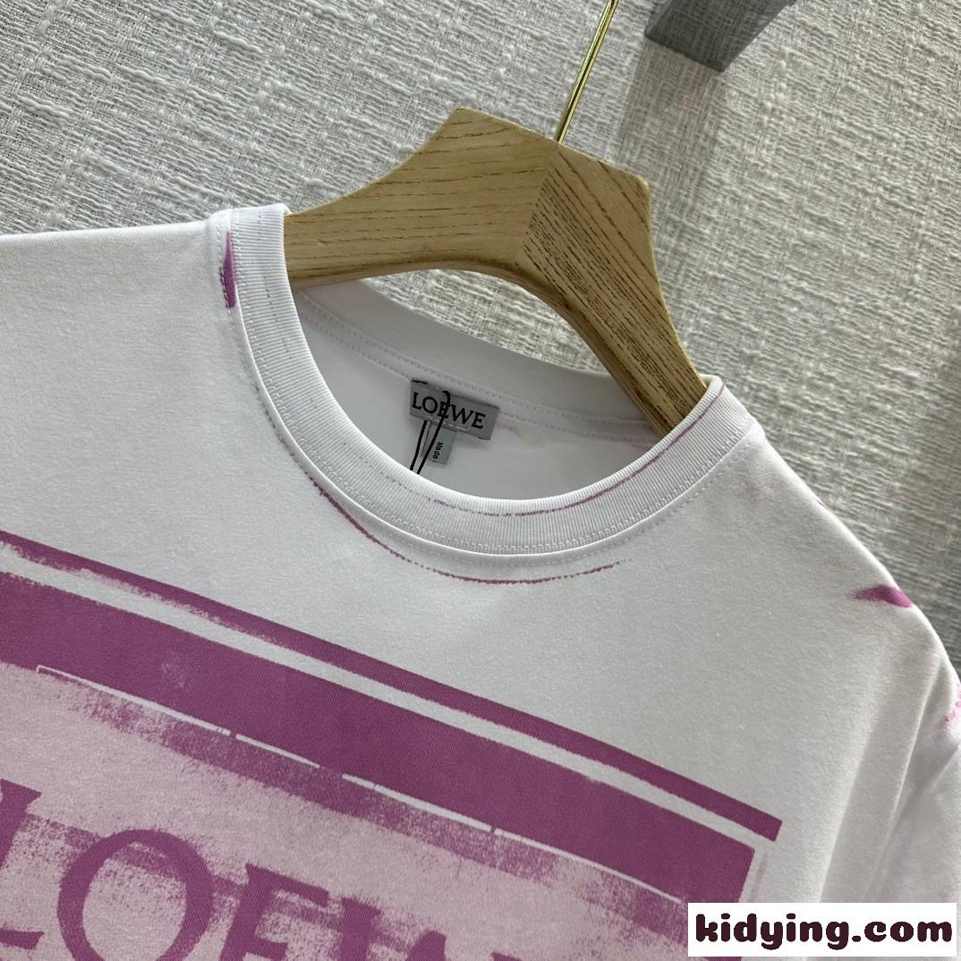 人気新作~ロエベ Tシャツ コピー アナグラム プリント クルーネック 半袖 トップス-1