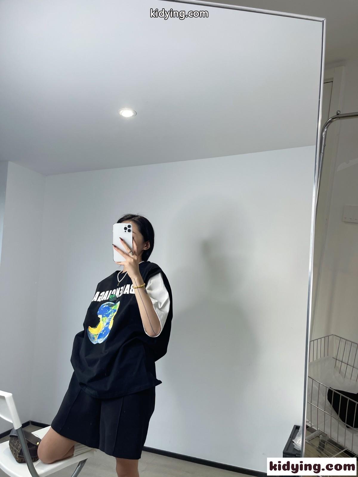 重ね着風 切り替え おしゃれ ゆったり バレンシアガ 半袖tシャツ コピー レディース メンズ クルーネック トップス-4