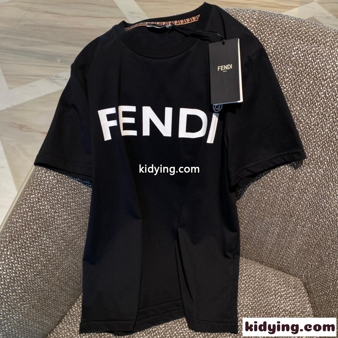 シンプル 定番 ロゴ プリント クルーネック レディース フェンディ Tシャツ コピー 半袖 トップス 人気 コットン-1