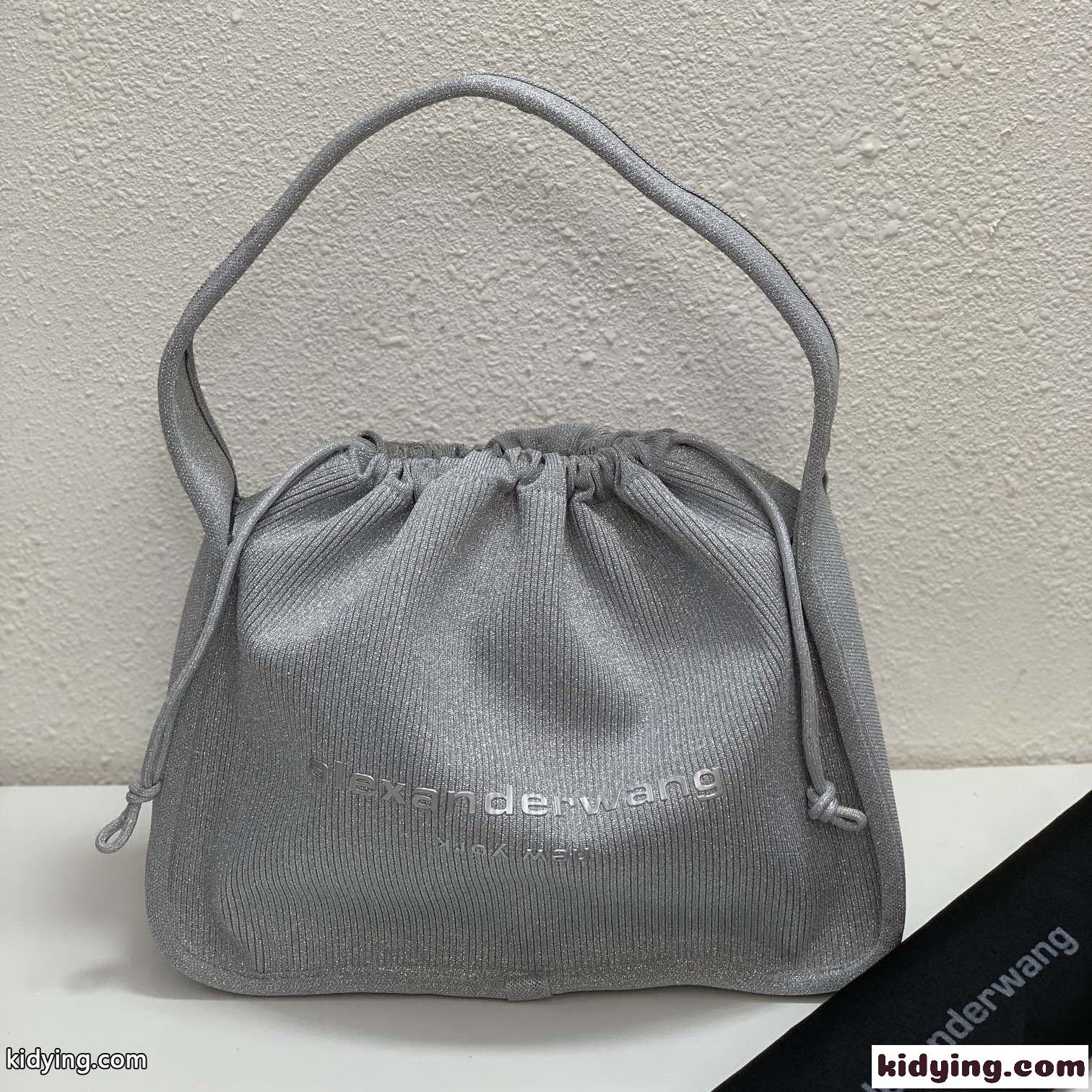 Alexander Wang Ryan スモール リブニット ハンドバッグ アレキサンダーワング バッグ コピー シルバー-2