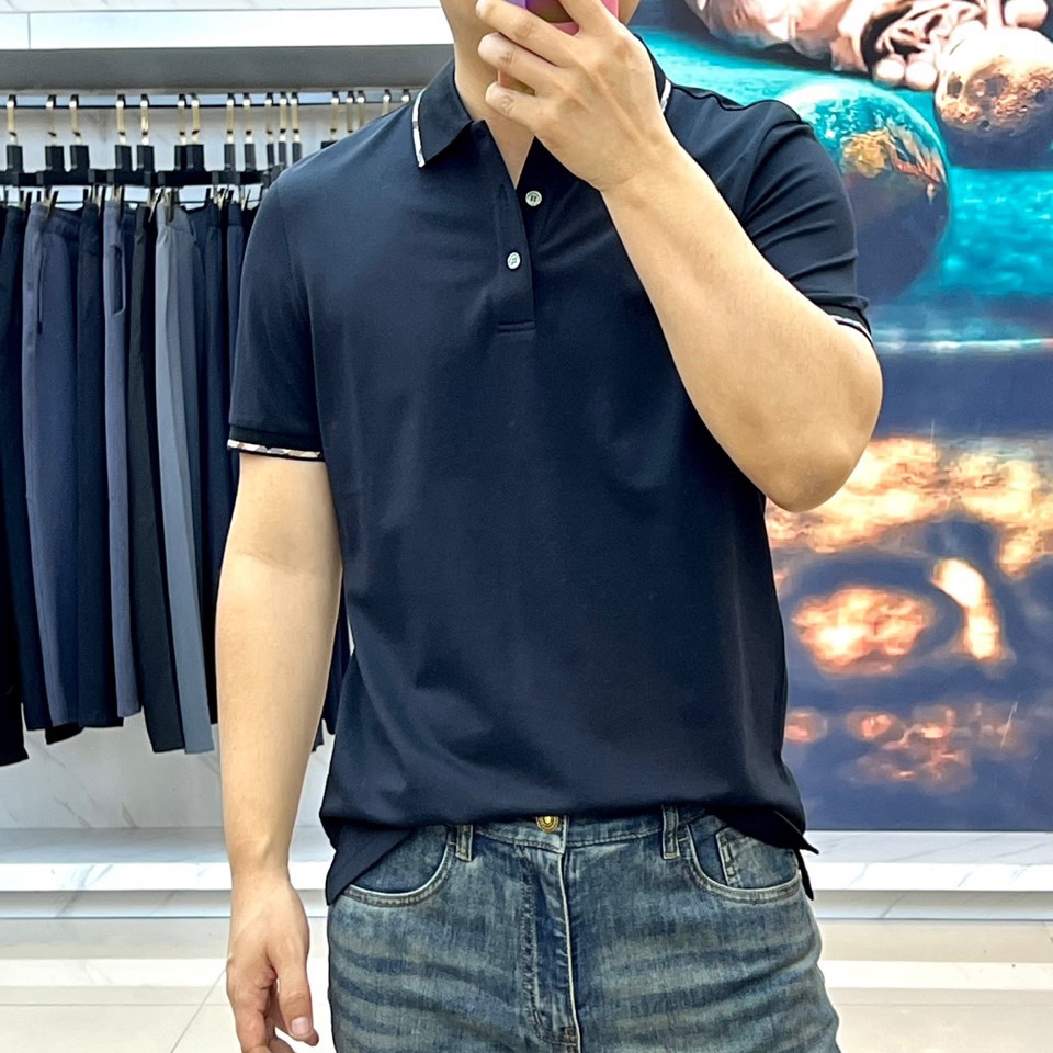 洗練された コットンピケ ポロシャツ バーバリー Tシャツ コピー ブラック-2