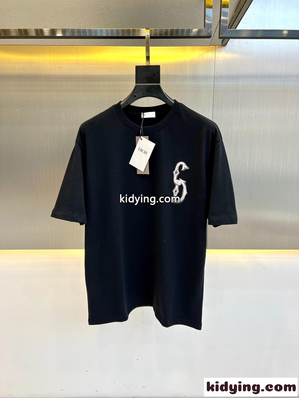 定番 カジュアル コットン 半袖Tシャツ クリスチャン・ディオール Tシャツ コピー ネイビー-0