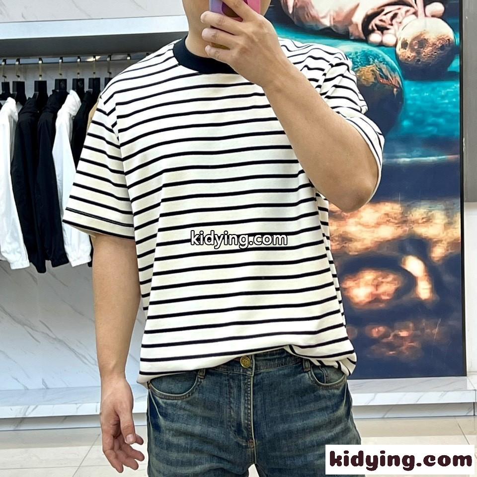 カジュアル お洒落 ボーダー柄 半袖Tシャツ グッチ Tシャツ コピー ベージュ-1