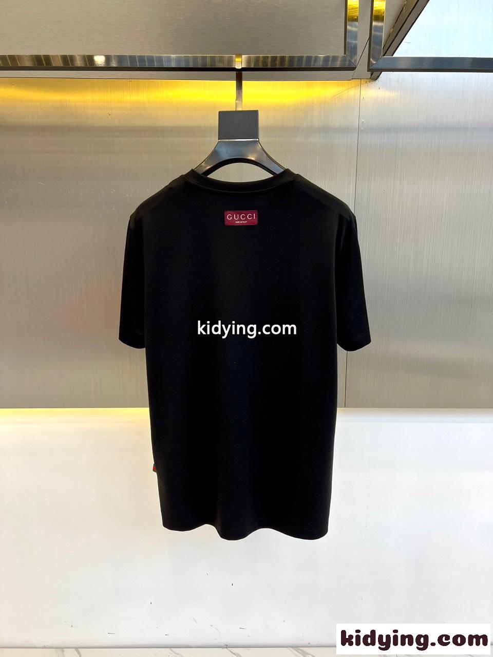 シンプル ロゴ グッチ Tシャツ コピー コットンジャージー 半袖Tシャツ ブラック-5