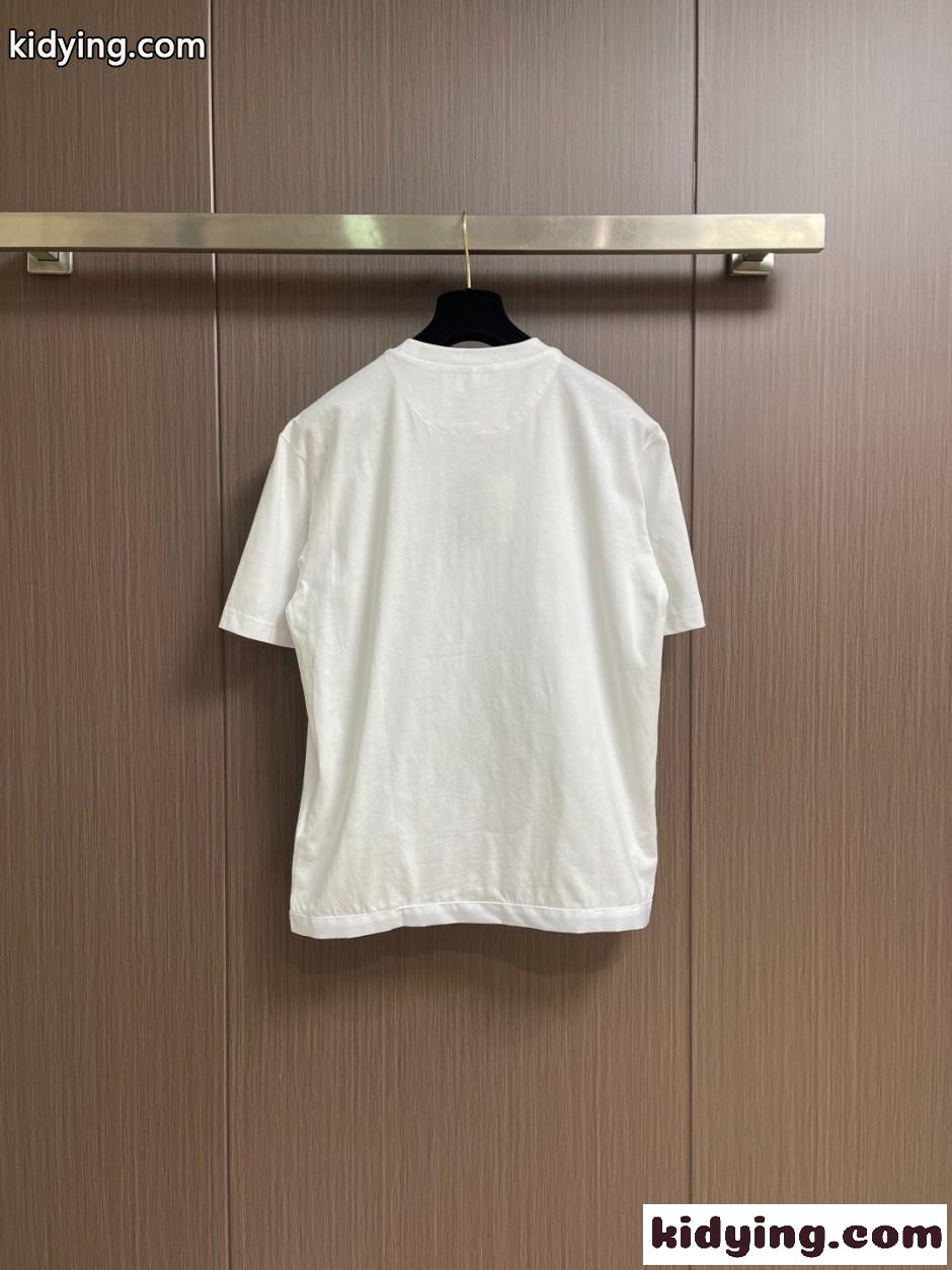 カジュアル 上品 プラダ Tシャツ 偽物 異素材ディテール 半袖Tシャツ ホワイト-1