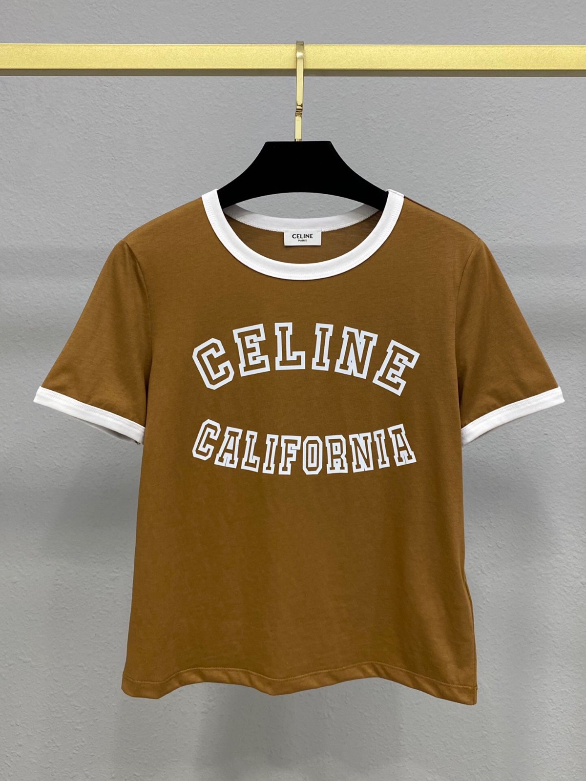 人気 おしゃれ クルーネック ロゴ セリーヌ Tシャツ コピー コットン 半袖Tシャツ-0