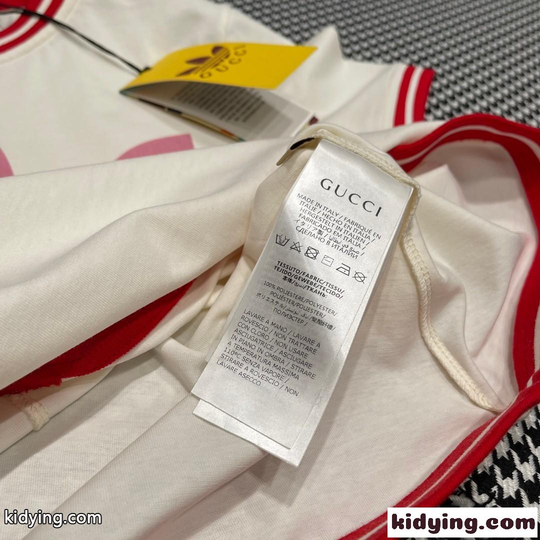 adidas x Gucci コットン 半袖Tシャツ グッチ Tシャツ コピー クルーネック-4