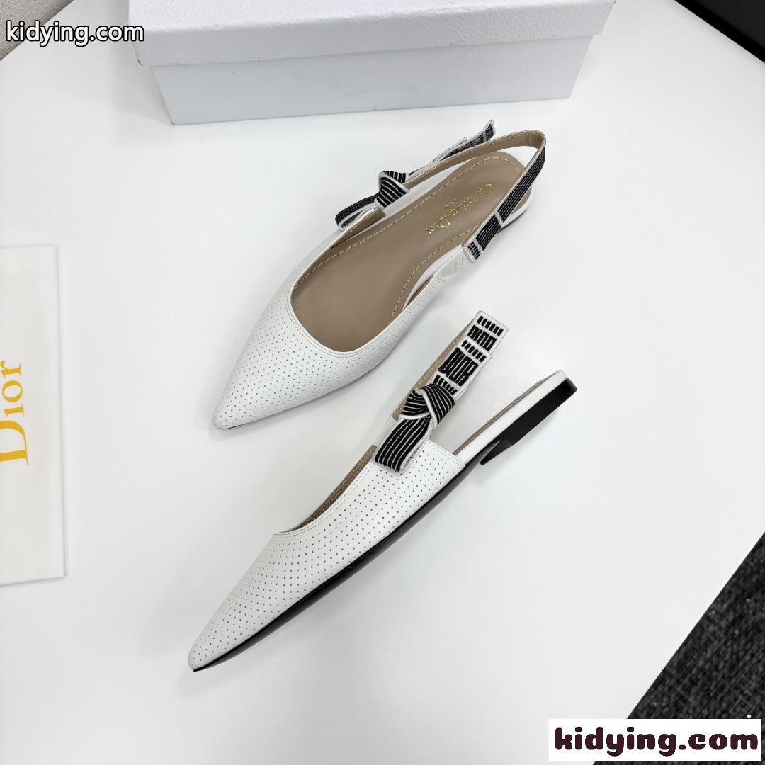人気 新作 Dior Toujours スリングバックフラット スーパーコピー ホワイト-3