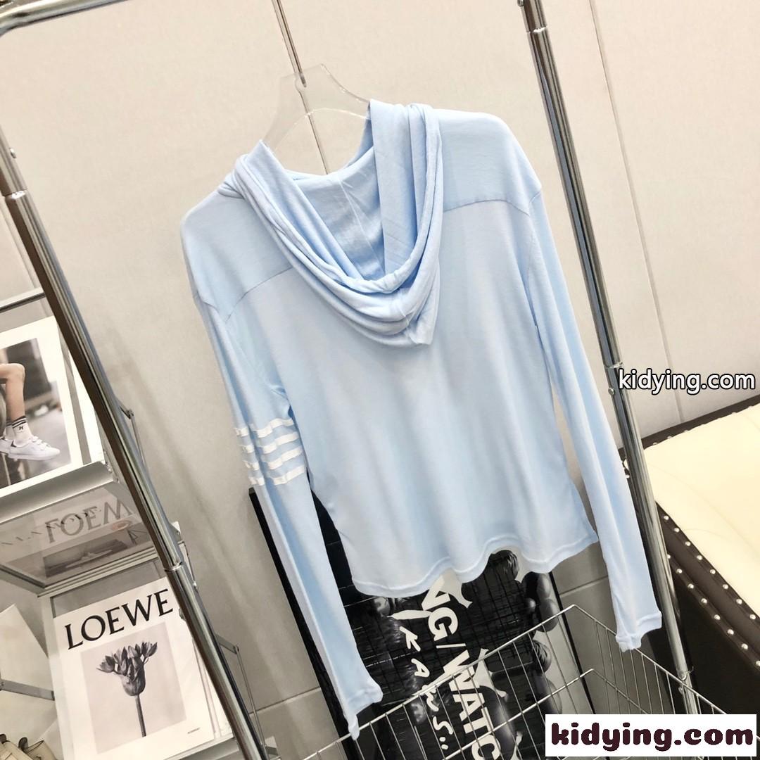 春夏 定番 人気 日焼け止め トムブラウン tシャツ コピー 長袖 フード付き 薄手 透け感 トップス-4