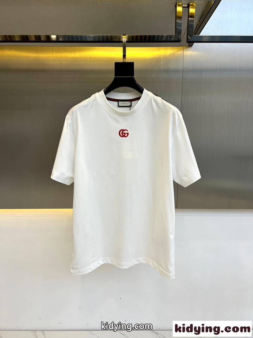 カジュアル シンプル クルーネック 半袖Tシャツ グッチ Tシャツ コピー ホワイト-0