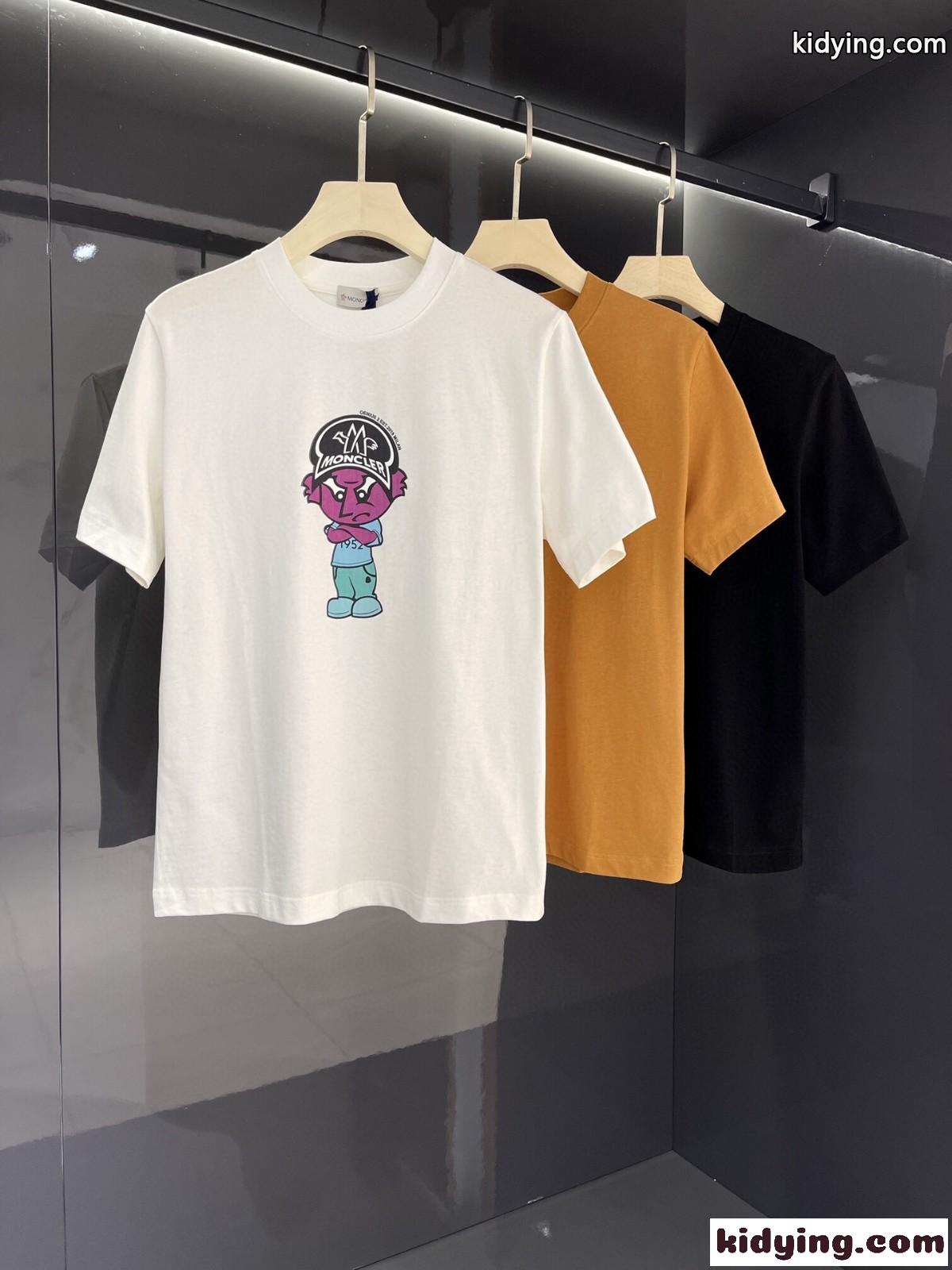可愛い ユニセックス 春夏 クルーネック 人気 モンクレール tシャツ コピー プリント 半袖 トップス-1