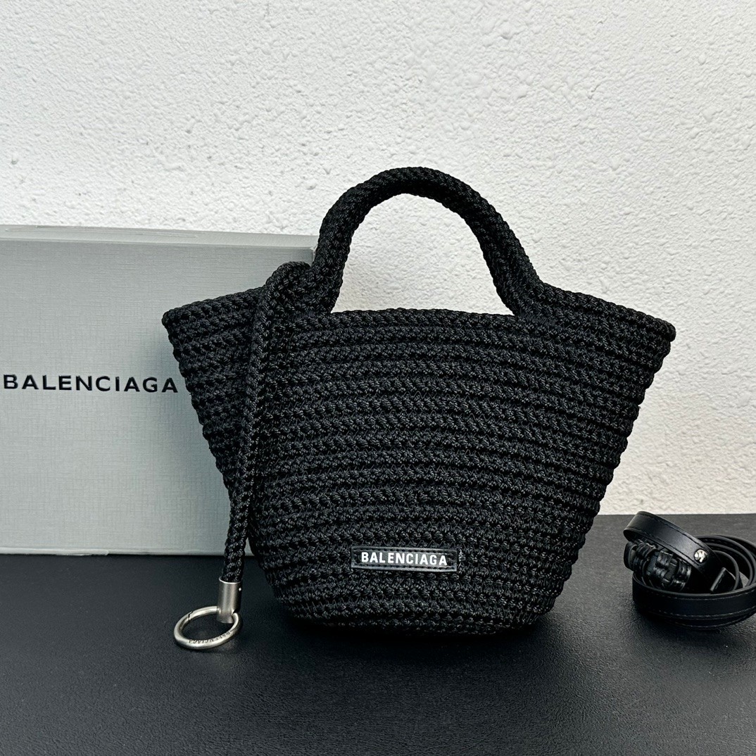 レディース IBIZA スモール ストラップ付きバスケット バレンシアガ バッグ コピー ブラック-0