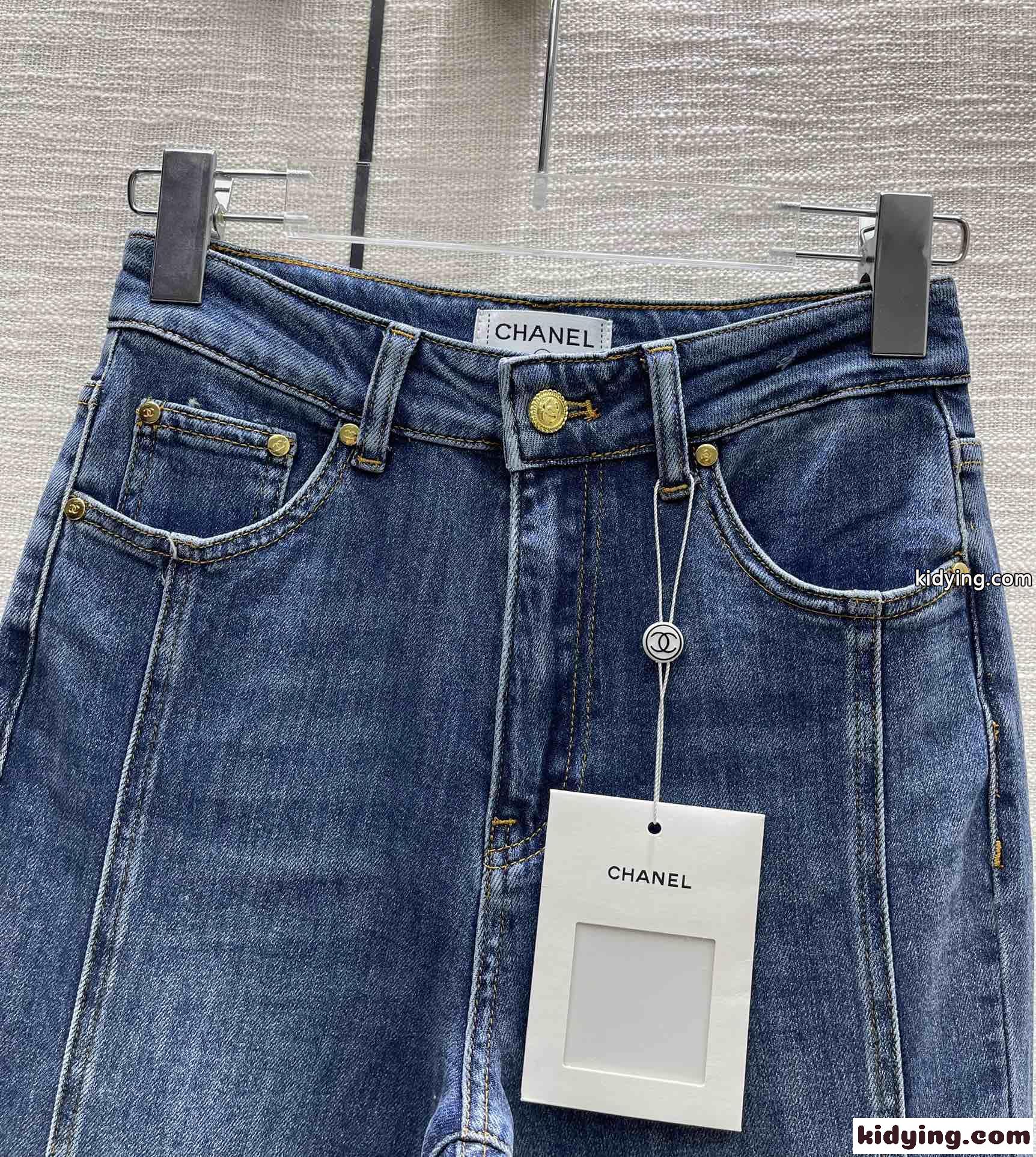 女性らしい 美シルエット フレア デニムパンツ シャネル ジーンズ コピー ハイウエスト-0