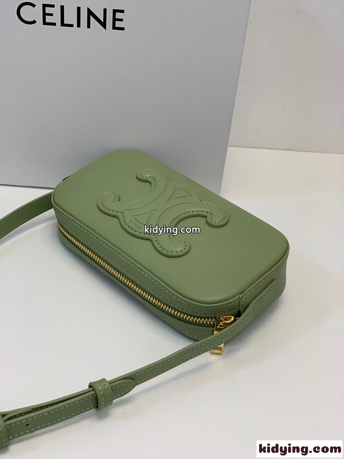 爽やか レディース レザー ショルダーバッグ レトロ 上品 セリーヌ バッグ 人気 コピー 可愛い グリーン-4