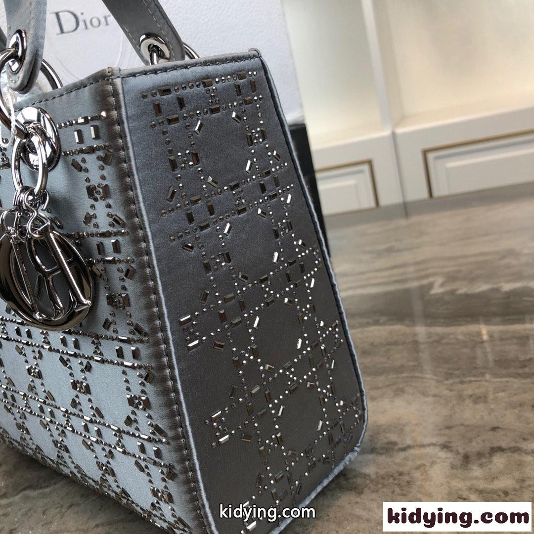 大人気 LADY DIOR カナージュ サテン ハンドバッグ クリスチャン・ディオール バッグ コピー グレー-3