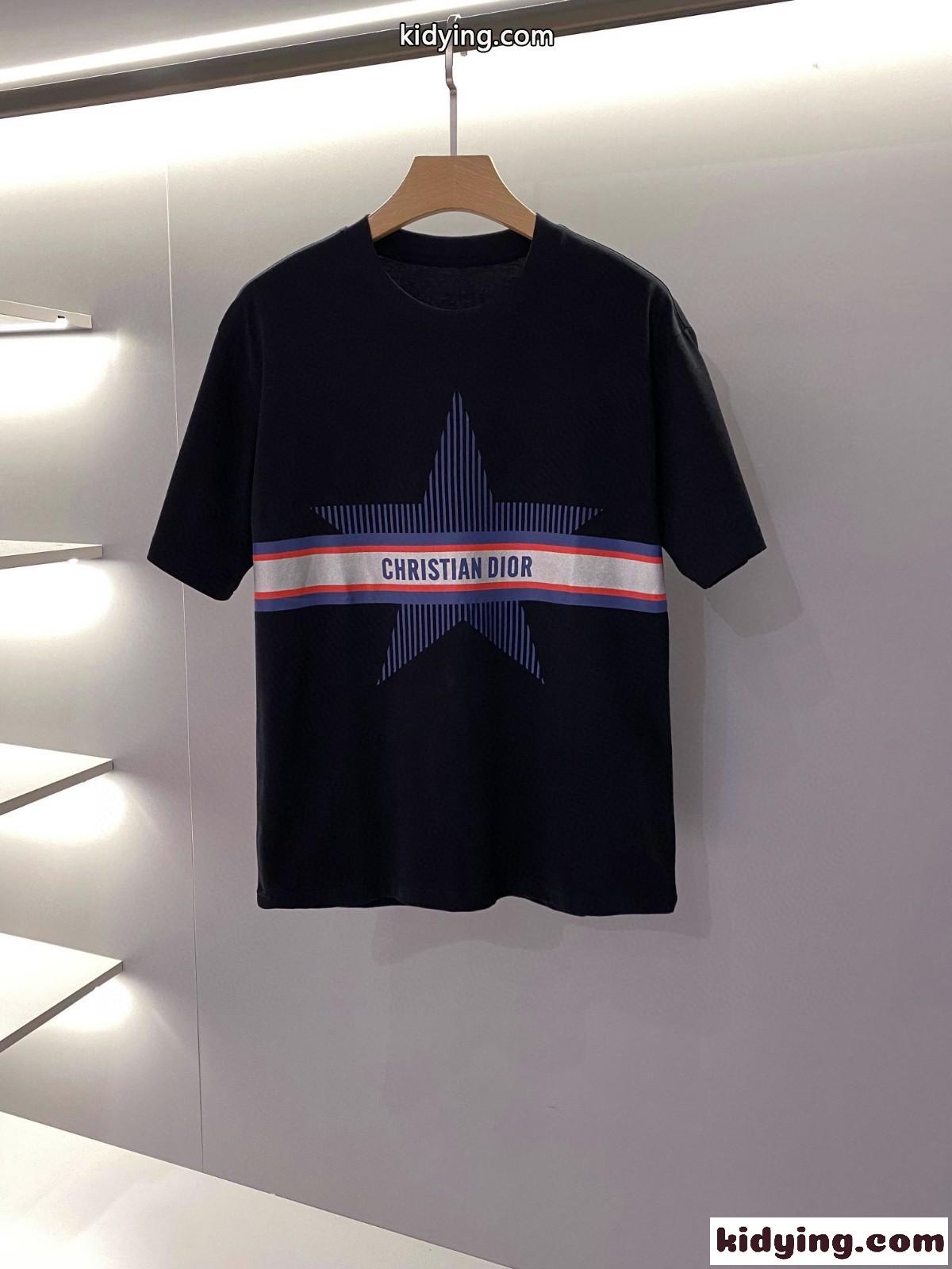 ユニセックス シンプル プリント 春夏 コットン クリスチャン・ディオール Tシャツ コピー 半袖 トップス クルーネック-0