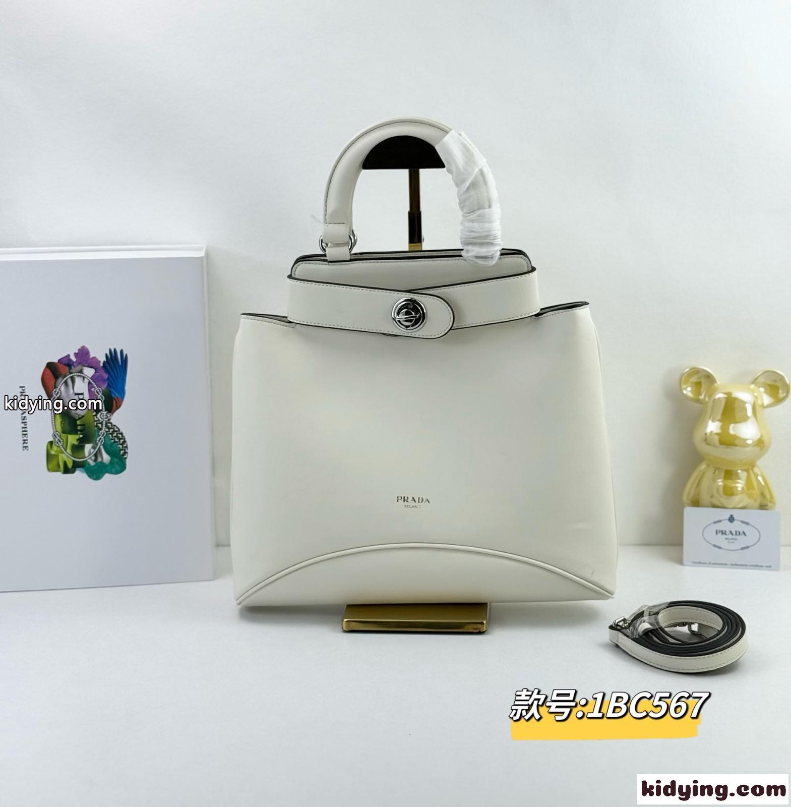 新作♪PRADA エチュード ミディアム レザーバッグ プラダ バッグ コピー ホワイト-1