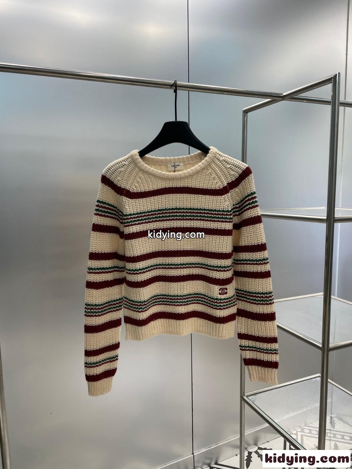 おしゃれ トリオンフ刺繍入り ストライプ セリーヌ セーター コピー クロップド-1