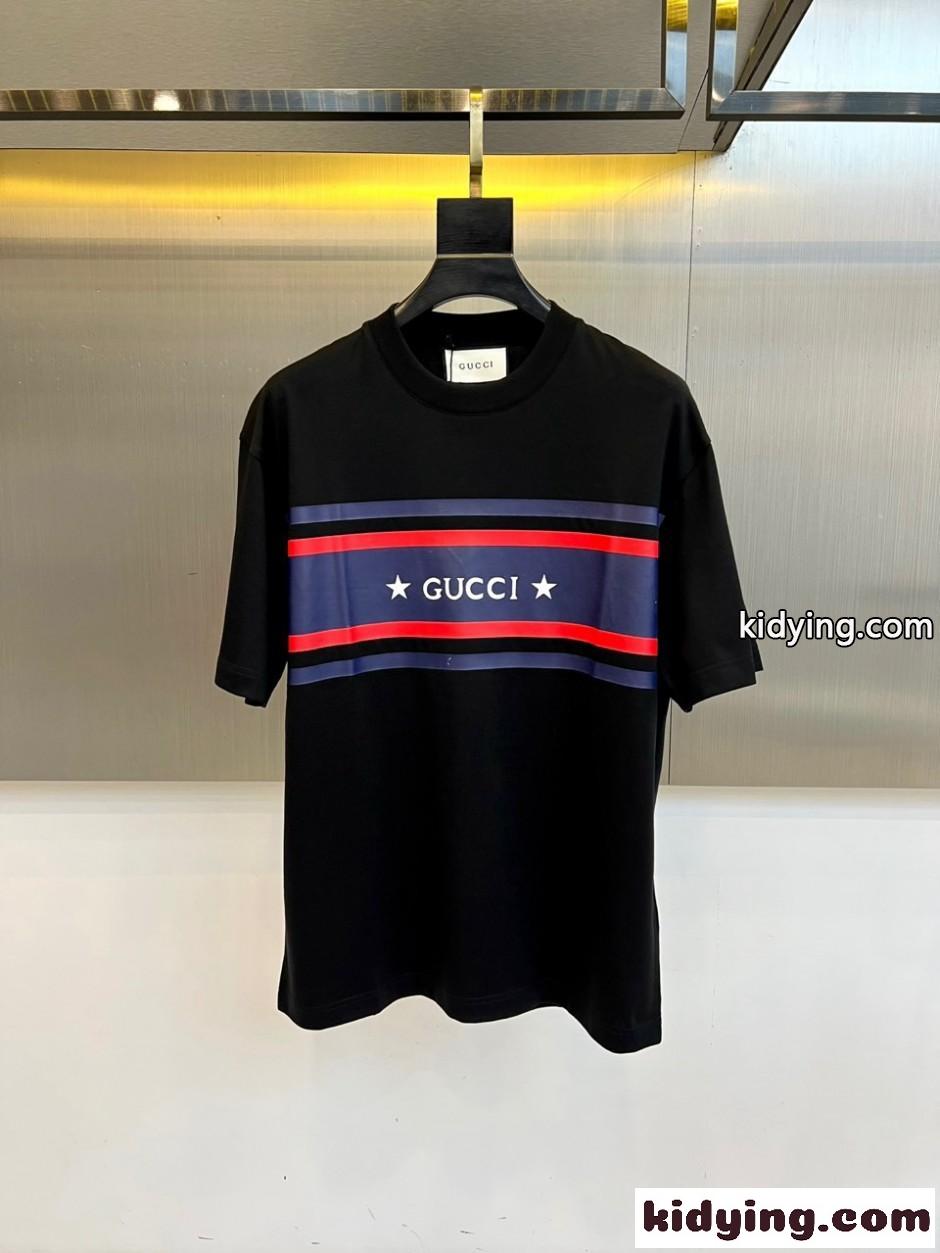 シンプル ロゴ クルーネック 半袖Tシャツ グッチ Tシャツ 偽物 ブラック-1