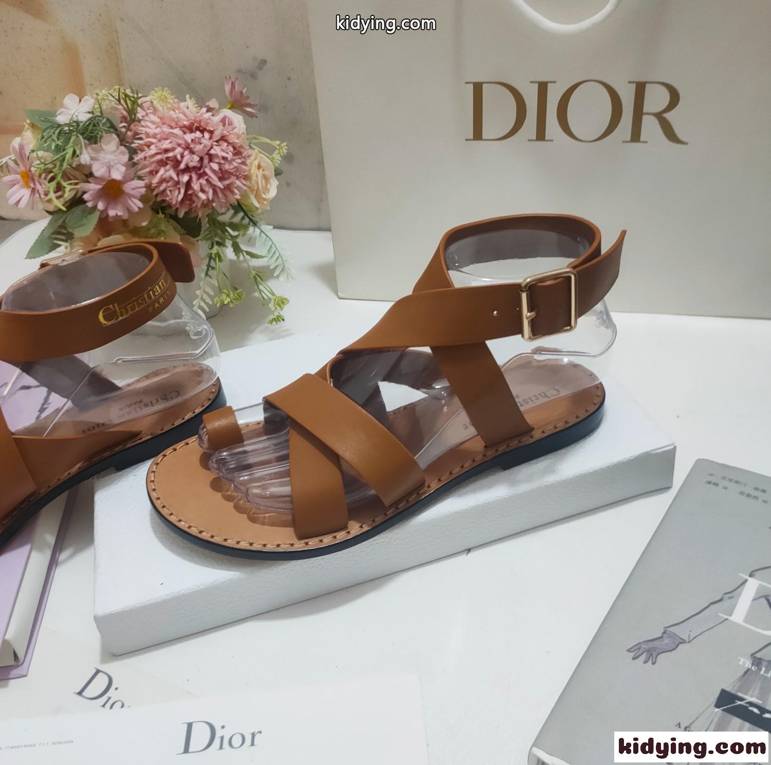 Dioriviera Dior Sun トゥリング サンダル クリスチャン・ディオール サンダル コピー ブラウン-2