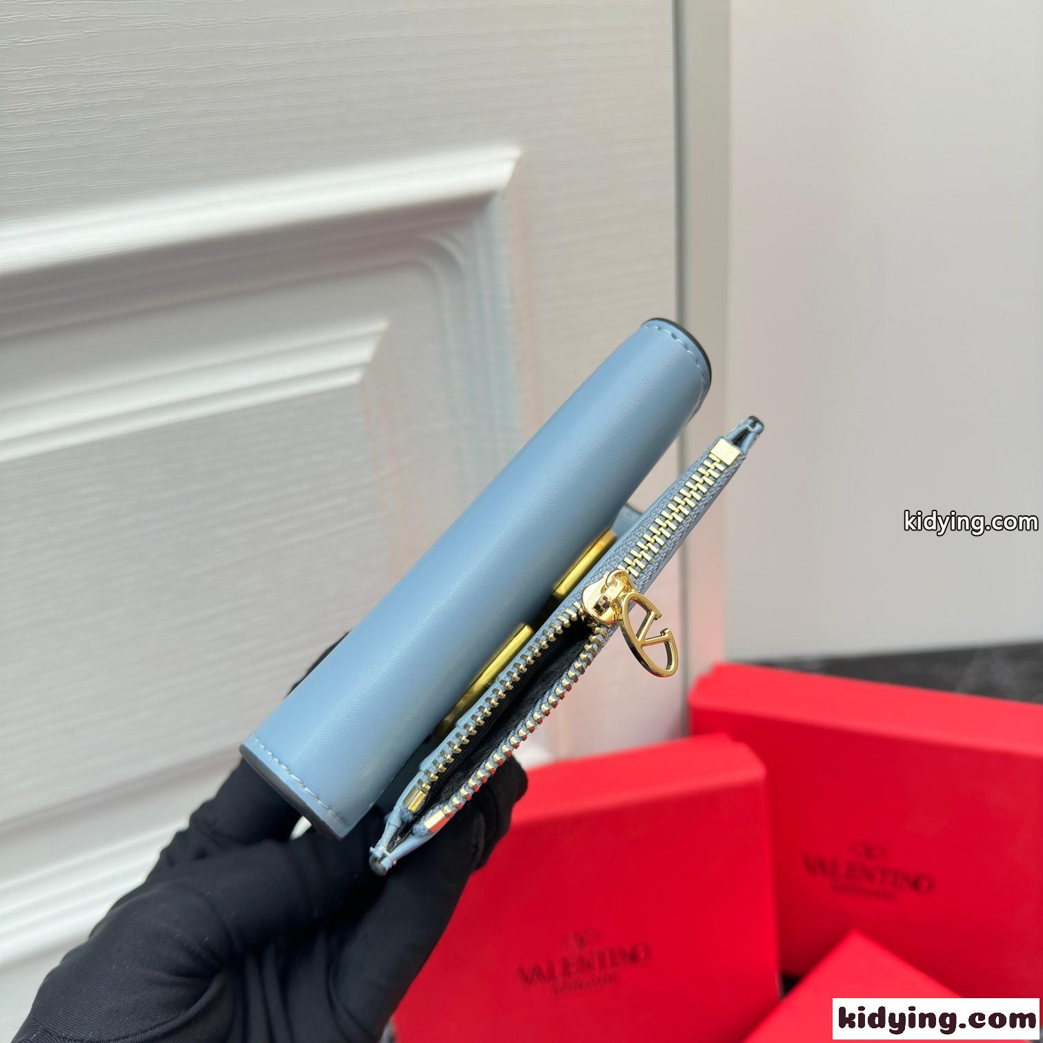 ロコ カーフスキン スモール ウォレット ヴァレンティノ 財布 コピー ブルー-3