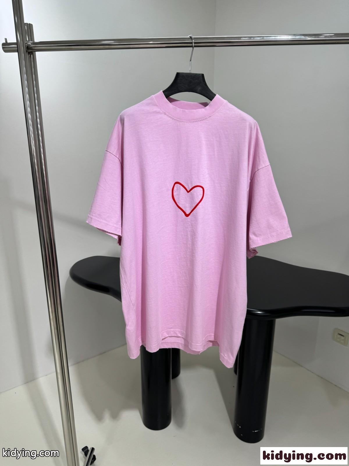 オーバーサイズ LOVEY 半袖Tシャツ バレンシアガ Tシャツ コピー ピンク-1