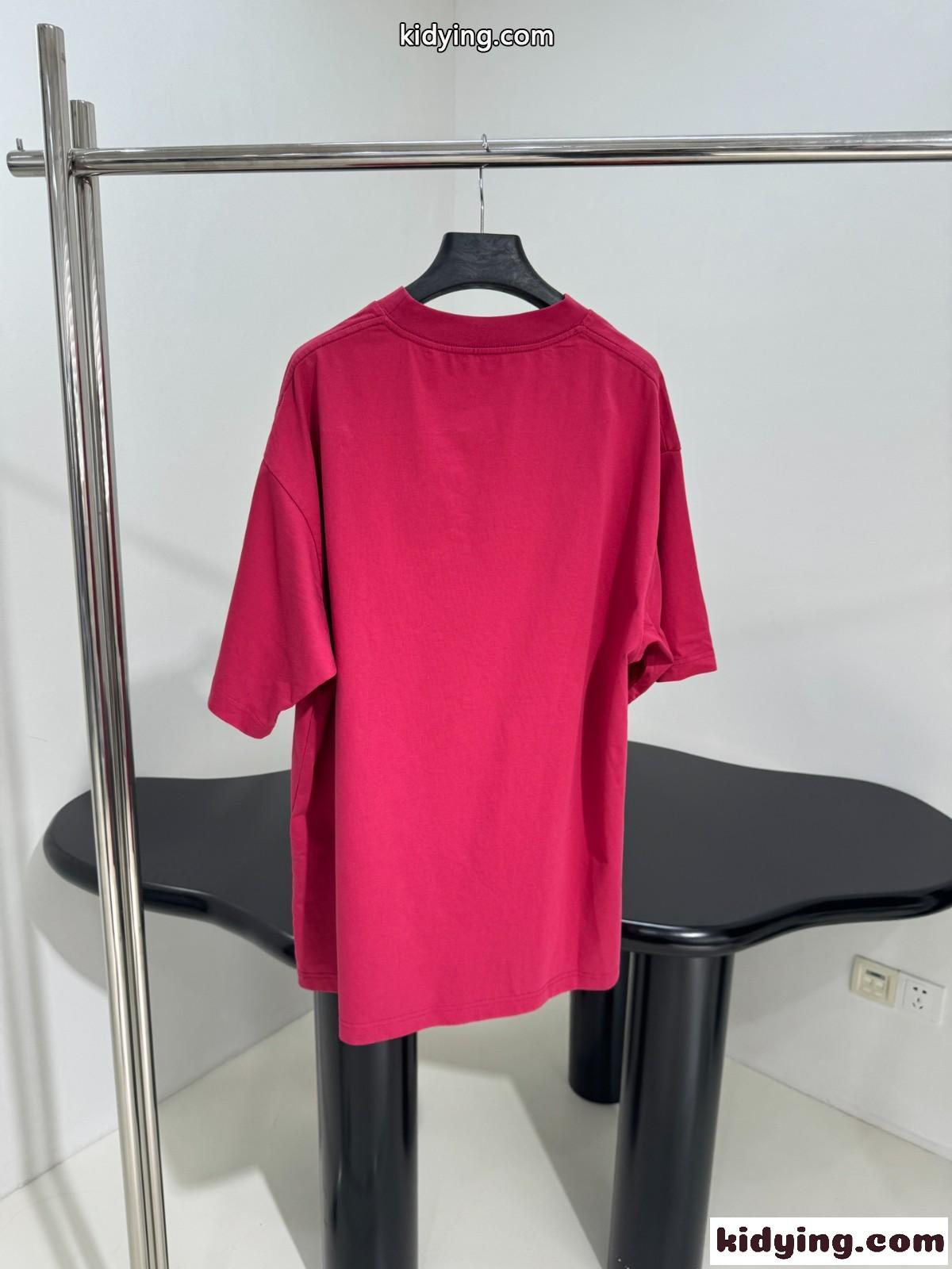 ユニセックス オーバーサイズ 半袖Tシャツ バレンシアガ Tシャツ コピー ピンク-2